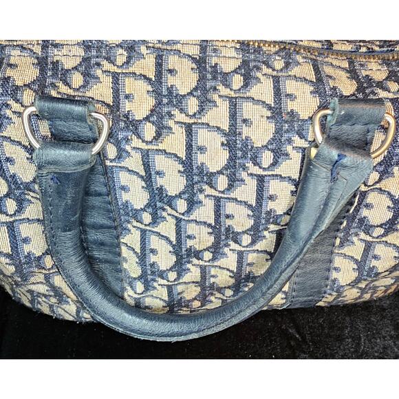 Christian Dior Vintage  Trotter Boston bag in navy blue canvas with leather trim - Picture 14 of 16